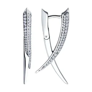 Серьги из серебра с фианитами