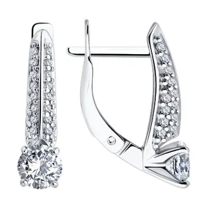Серьги из серебра с фианитами