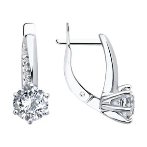 Серьги из серебра с фианитами