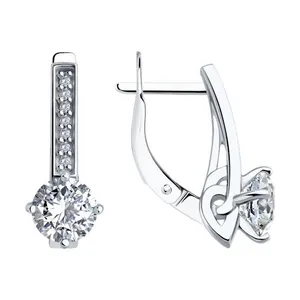Серьги из серебра с фианитами