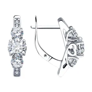 Серьги из серебра с фианитами