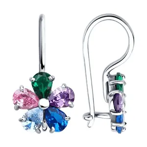 Серьги из серебра с фианитами