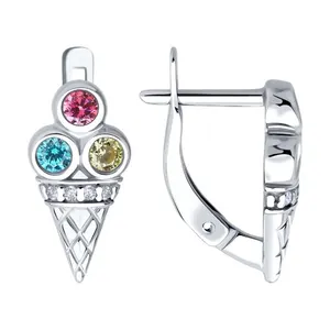 Серьги из серебра с фианитами