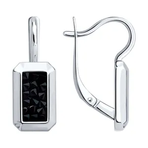 Серьги из серебра с кристальной тканью