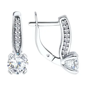 Серьги из серебра с фианитами