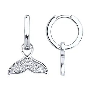 Серьги из серебра с фианитами