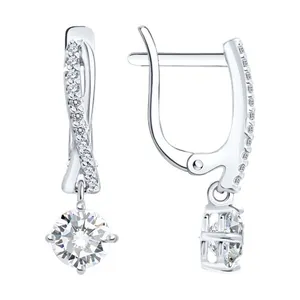 Серьги из серебра с фианитами