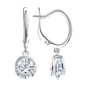 Серьги из серебра с фианитами