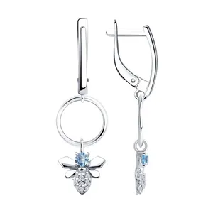 Серьги из серебра с фианитами