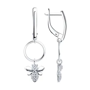 Серьги из серебра с фианитами