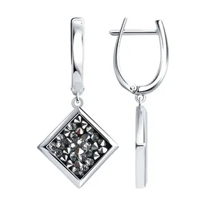 Серьги из серебра с кристальной тканью