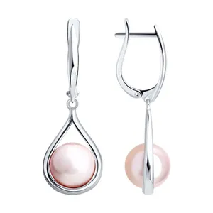Серьги из серебра с синтетическим жемчугом