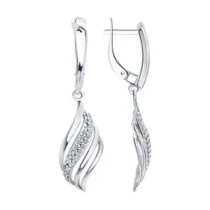 Серьги из серебра с фианитами