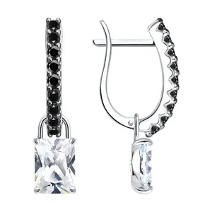 Серьги из серебра с фианитами