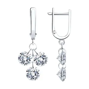 Серьги из серебра с фианитами