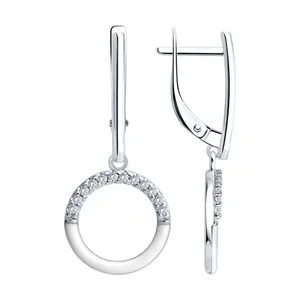 Серьги из серебра с фианитами и эмалью