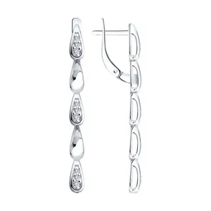 Серьги из серебра с фианитами