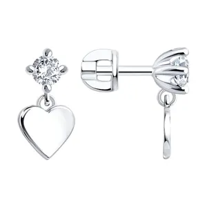 Серьги из серебра с фианитами