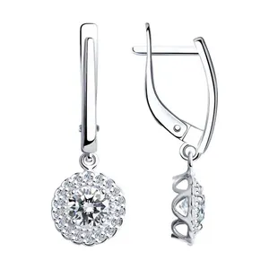 Серьги из серебра с фианитами