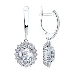 Серьги из серебра с фианитами