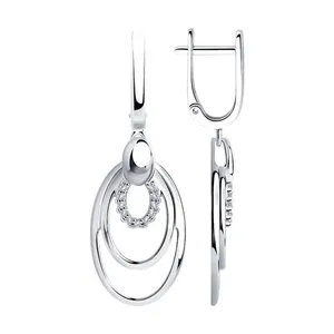 Серьги из серебра с фианитами