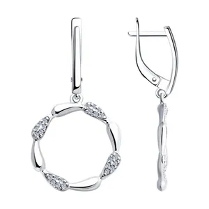 Серьги из серебра с фианитами