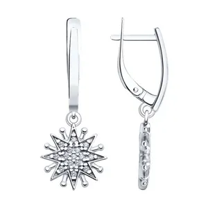 Серьги из серебра с фианитами