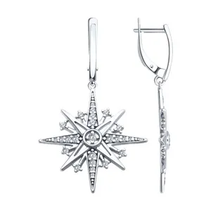 Серьги из серебра с фианитами