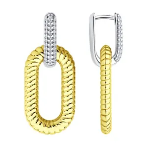 Серьги из золочёного серебра с фианитами