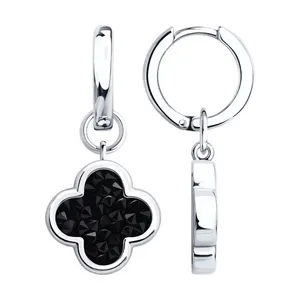 Серьги из серебра с кристальной тканью