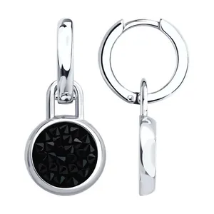 Серьги из серебра с кристальной тканью