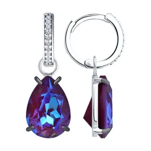 Серьги из серебра с кристаллами и фианитами