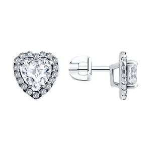 Серьги из серебра с фианитами