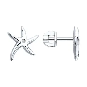 Серьги из серебра с фианитами