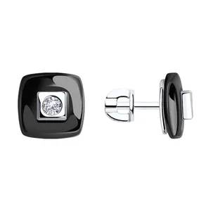 Серьги из серебра с керамическими вставками и фианитами