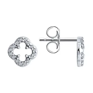 Серьги из серебра с фианитами