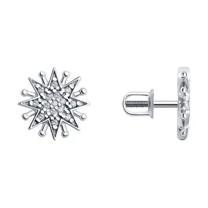 Серьги из серебра с фианитами