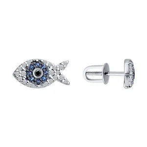 Серьги из серебра с фианитами