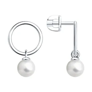 Серьги из серебра с синтетическим жемчугом