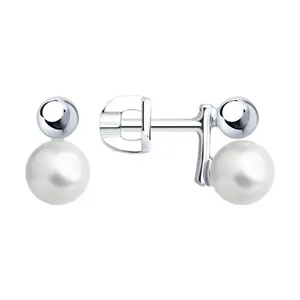 Серьги из серебра с синтетическим жемчугом
