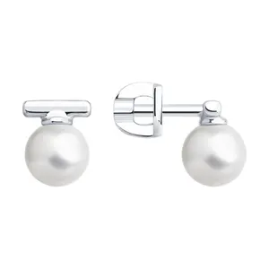 Серьги из серебра с синтетическим жемчугом