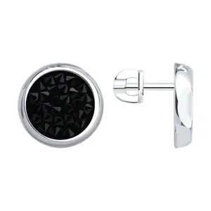 Серьги из серебра с кристальной тканью