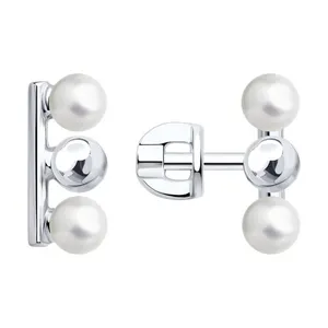 Серьги из серебра с синтетическим жемчугом