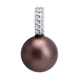 Подвеска из серебра с синтетическим жемчугом и фианитами