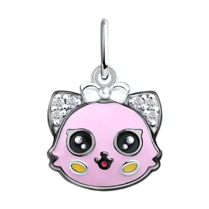 Подвеска из серебра с фианитами и эмалью