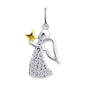 Подвеска из золочёного серебра с фианитами