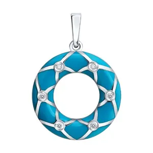 Подвеска из серебра с эмалью и фианитами