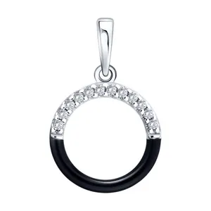 Подвеска из серебра с фианитами и эмалью