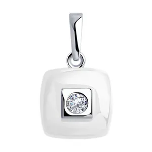 Подвеска из серебра с керамической вставкой и фианитом