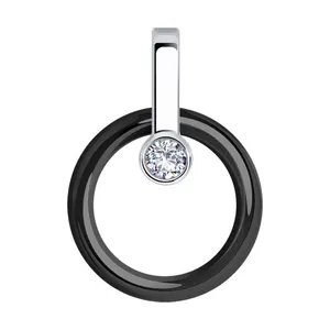 Подвеска из серебра с керамической вставкой и фианитом